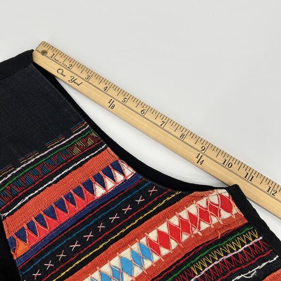 Vintage 90s Boho Vest Size M Ethnic Embroidered Woven Festival Unisex - Picture 7 of 7